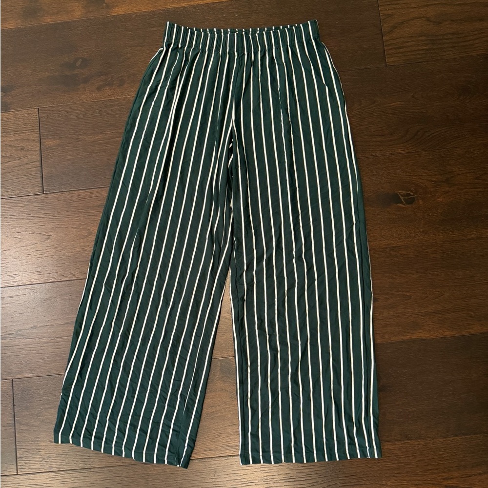 LAKE green striped pajama pants